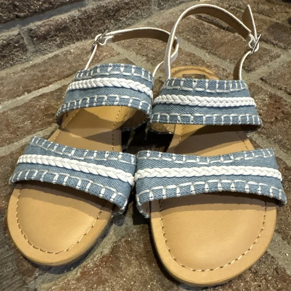 Girls DV Dolce Vita Clovar Blue‎ Strappy Denim Braided Sandals Size 2Y #0021
